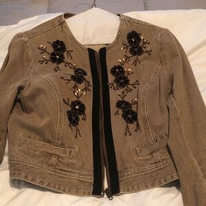 Embroidered Women's Tan Jacket